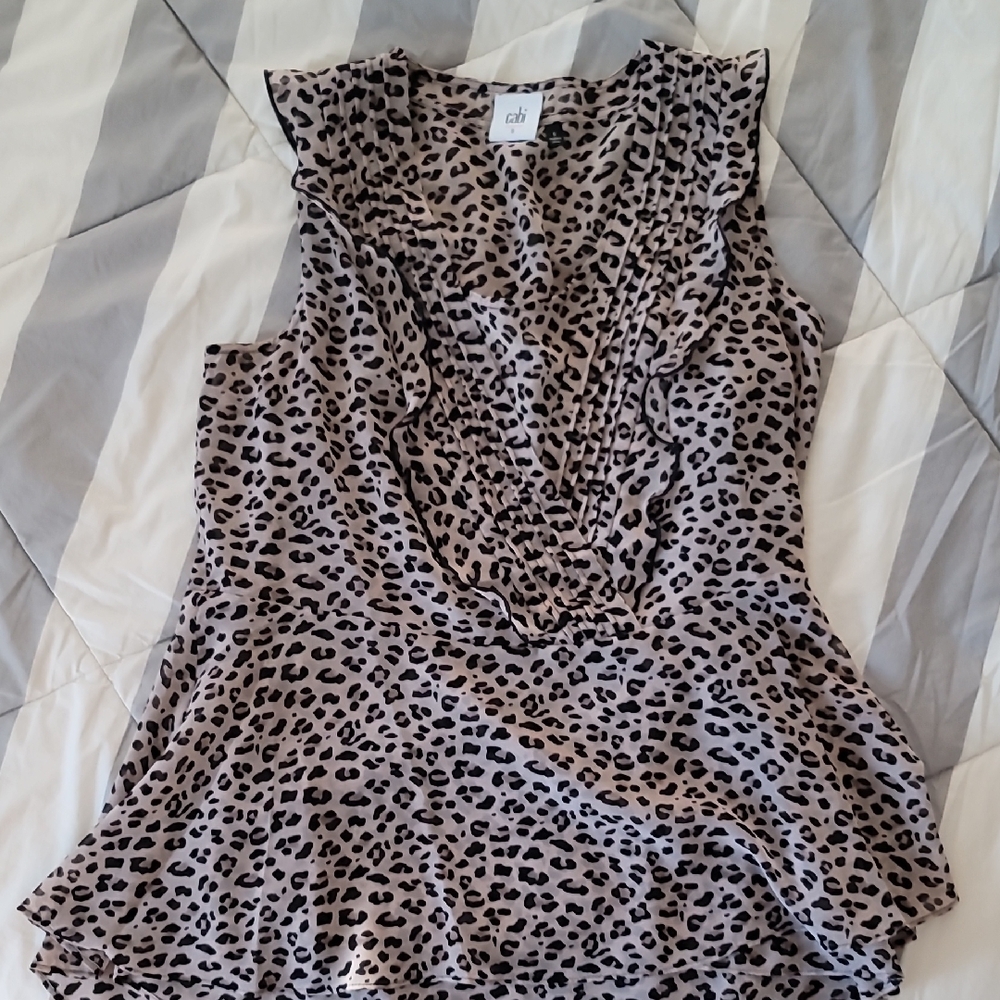 Women's Leopard Print Top - Black and Tan